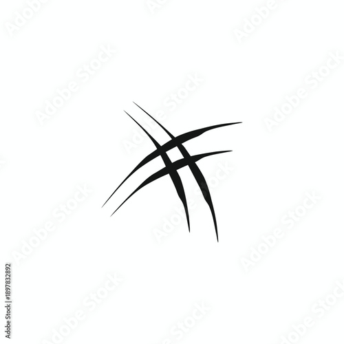 Black animal claw scratches in cross shape, realistic beast scratch or monster attack vector isolated on white background