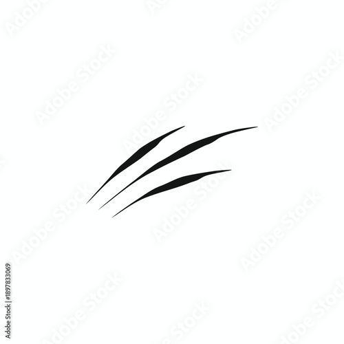 Black vector claw marks icon or wild animal scratch rip isolated on white background. Realistic predator attack slash with sharp edges for logo, tattoo, or graphic design