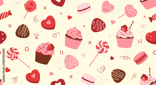 Valentine's Day sweets and treats pattern.