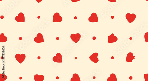 Red heart pattern on beige background.