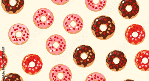 Colorful donuts on a yellow background.