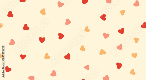 Colorful heart pattern on cream background.