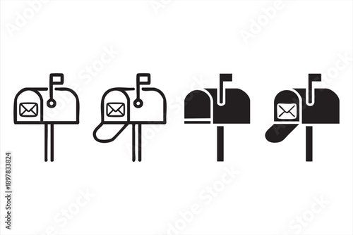 Postal Mailbox Symbol Set for Messaging and Communication Apps