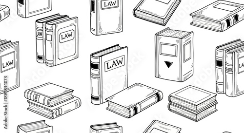 Line Art Illustration of Legal Texts in a Structured Library Environment