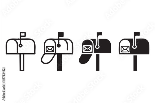 Postal Mailbox Icons Representing Inbox and Message Delivery