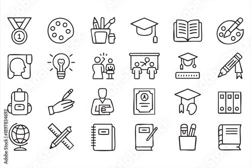 Learning and Study Tools Icon Set for Educational Projects
