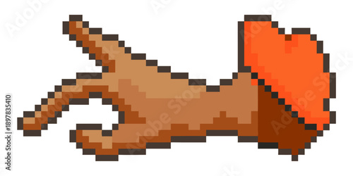 Pixelated illustration of a brontosaurus dinosaur with an orange sail