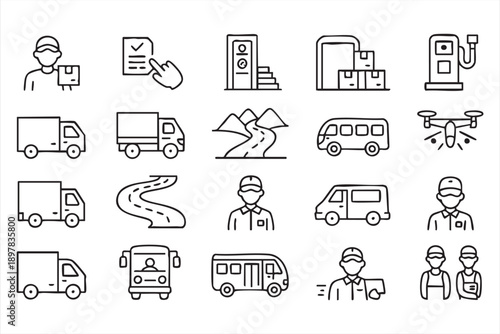 Transportation and Logistics Symbols for Web and App Design