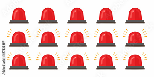 A grid of red emergency vehicle lights some flashing yellow