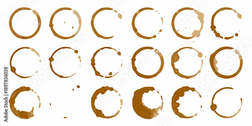 Arrangement of coffee rings and stains in a grid pattern