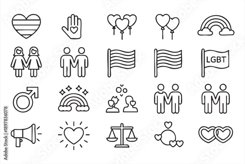 Inclusive Love and Equality Icons for Social Awareness Design
