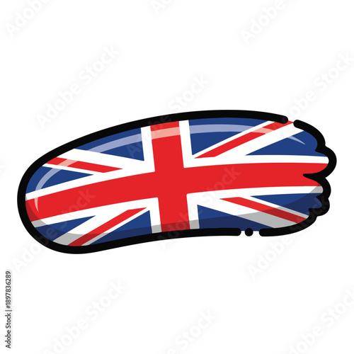 Fist with Union Jack flag design, symbolizing patriotism and national pride, vector illustration