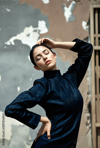 Generated art and fashion portrait of a woman.