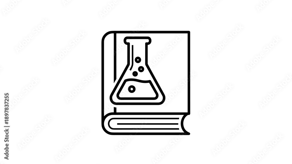 Fototapeta premium Chemistry Book and Lab Flask Outline Icon