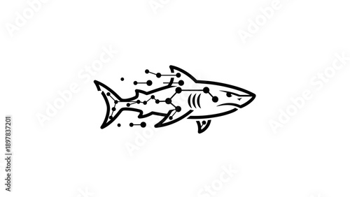 Digital Shark Technology Concept with Circuit Board Pattern