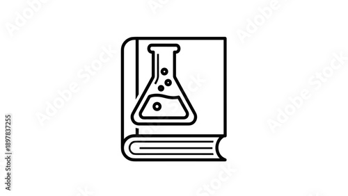 Chemistry Book and Lab Flask Outline Icon