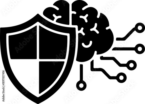 Black shield and brain with circuit board