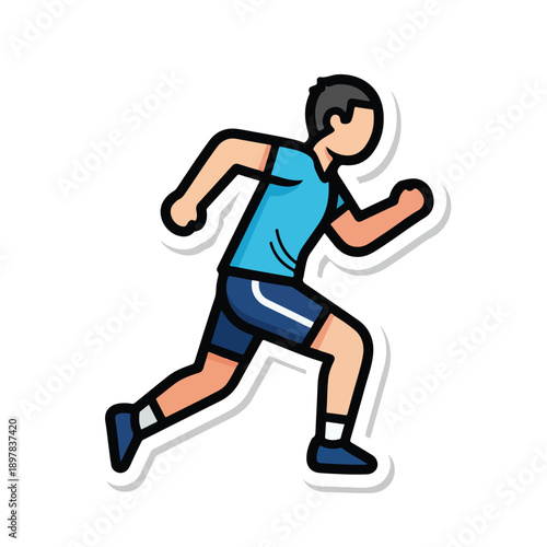 Man Running in Athletic Wear, Illustration of Active Lifestyle, Dynamic Pose, Vector Art, Energetic Scene, Fitness Focus