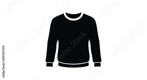 A minimalist black and white illustration depicts a simple sweater showcasing its basic form and design elements high quality professional