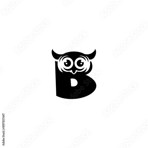 Abstract owl face with letter...
