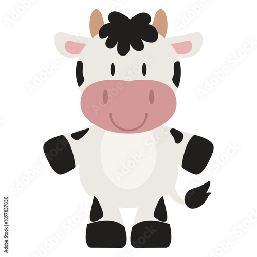 Cute  spotted little cow vector cartoon illustration