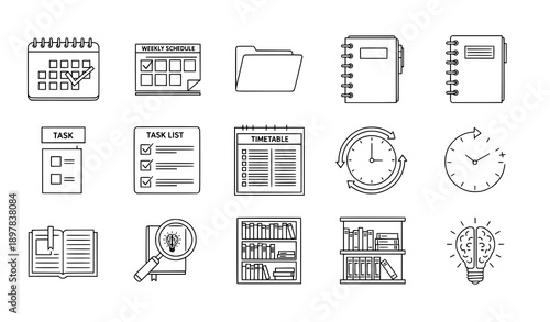 Academic organization and study planning line icon set education vector
