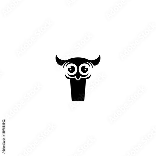 Abstract owl face with letter...