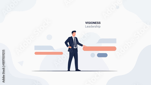 Businessman Standing with Vision and Leadership Concept