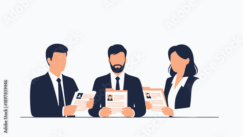 Hiring Team Reviewing Resumes, Recruitment Process, Job Application