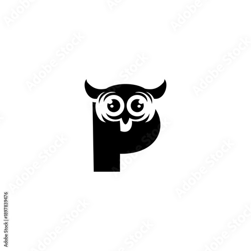 Abstract owl face with letter...