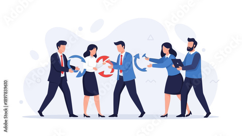 Business Teamwork Collaboration Concept With Interlocking Arrows