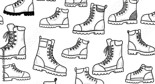 Stylish Hiking Boots Illustration for Outdoor Enthusiasts on White Background