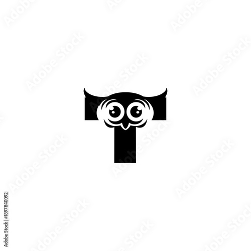 Abstract owl face with letter...