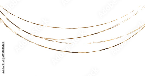 Abstrakte goldene Fäden auf transparentem Hintergrund, elegant und fließend, für Designzwecke.