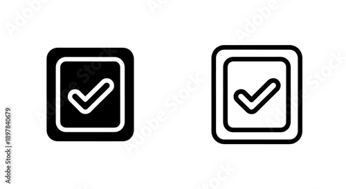 Black and white icons of a checkmark inside a rounded square
