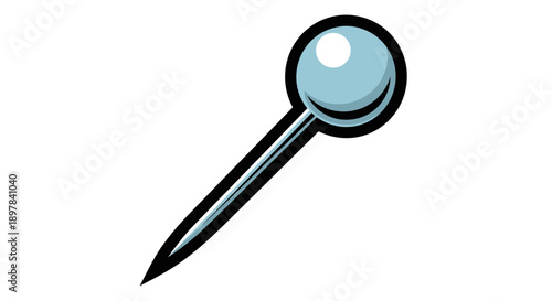 Illustration of a dulled pin on an isolated white background with soft shadows and a simple design