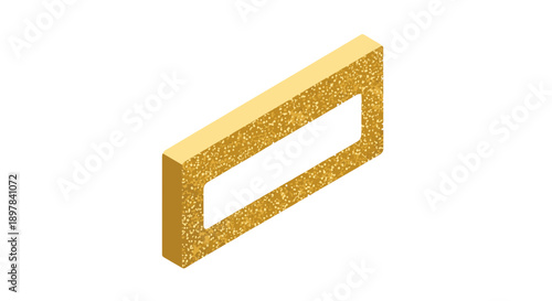 Glittered name card frame isolated on a white background, showcasing a sparkling golden border with a rectangular shape, perfect for elegant designs