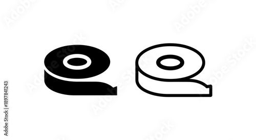 Unrolled Tape Dispenser Icon: Solid and Outline Versions for Repair and Creative Projects