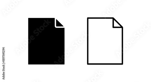 Simple Document Icon: Solid and Outline Design for Digital Files and Paperwork Representation