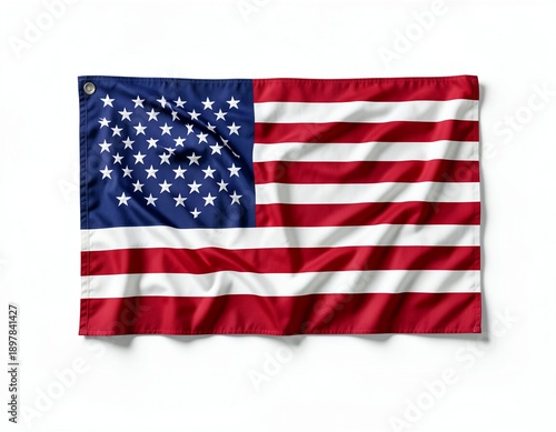 National patriotic banner and vector icon of the United States flag featuring red stripes and white stars on a blue field as a symbol of freedom for the American nation isolated on white