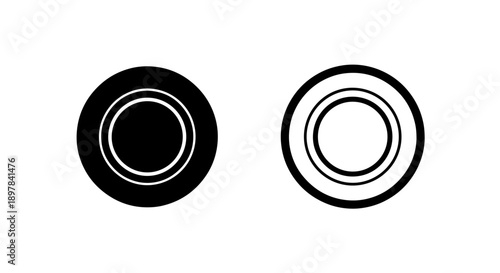 Styled Black Solid and Outline Plates Icons for Kitchen and Restaurant Design