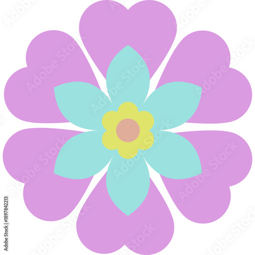 Colorful abstract flower illustrations in a modern flat style. Simple geometric floral shapes with soft pastel colors