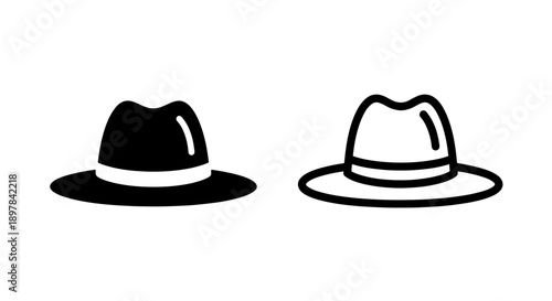 Classic Fedora Hat Icon: Men's Fashion, Style Accessory, Elegant, and Vintage Apparel Symbol