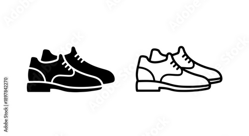 Pair of Classic Dress Shoes Icon: Men's Formal Footwear, Business, and Elegant Apparel Symbol
