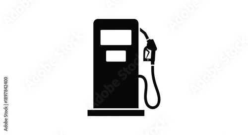 A simple black and white glyph depicting a gas pump commonly seen indicating fuel availability high quality professional