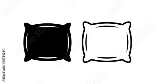 Minimalist Pillow Icons: Black and Outline Styles for Hotel, Bedroom, and Comfort Themes