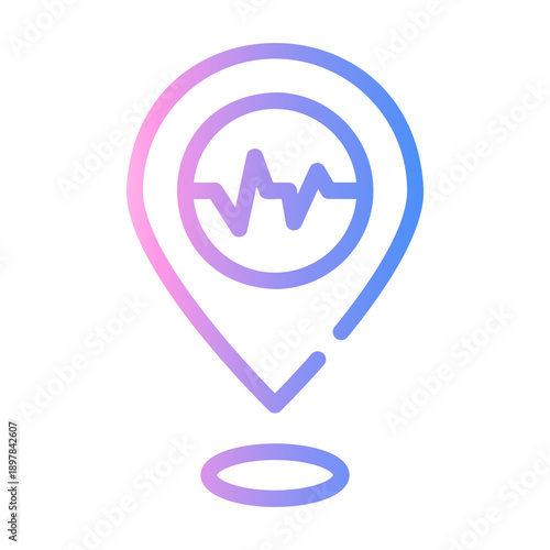 seismic map Line Gradient Icon