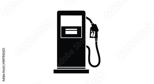 A minimalist black and white illustration depicts a gas pump with a nozzle symbolizing fuel and energy high quality professional