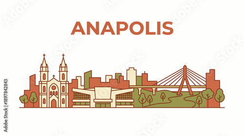 Anapolis city skyline with famous landmarks vector illustration
