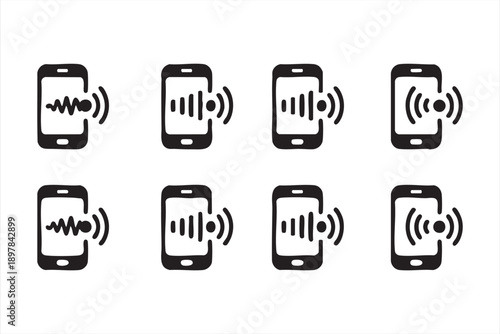 Phone Sound and Voice Communication Icons Black and White